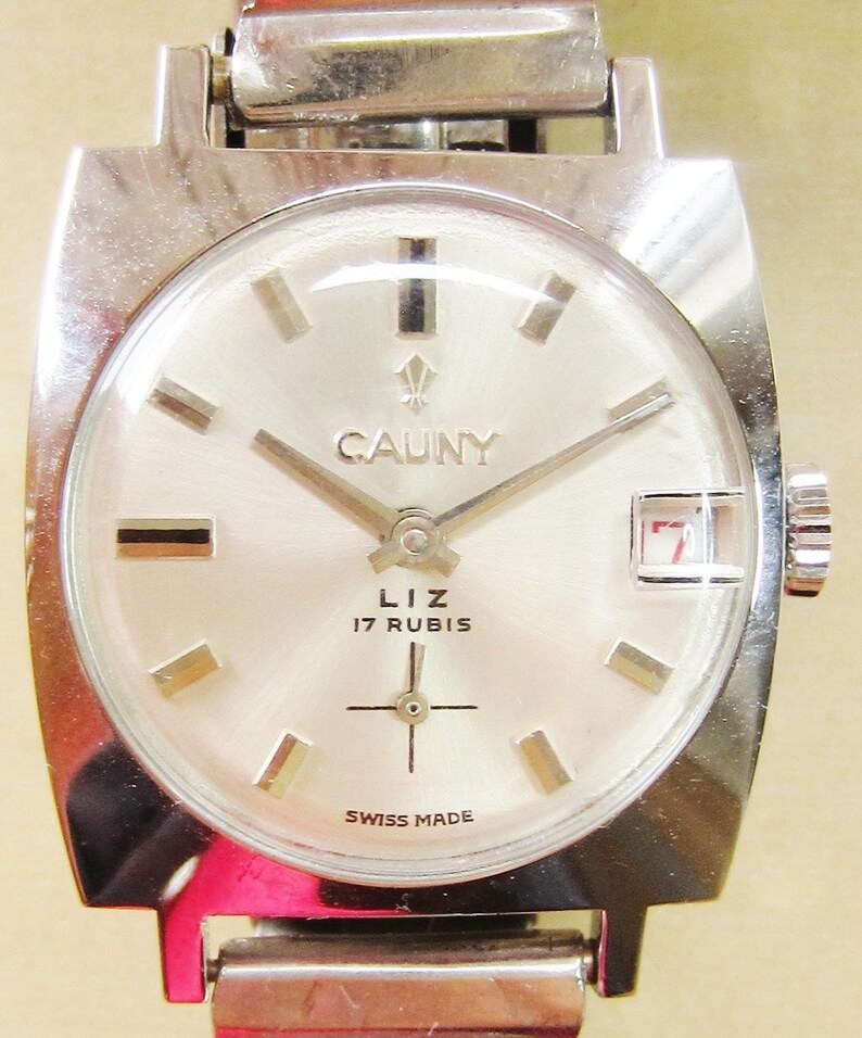 Ladies Swiss SS Cauny Prima Liz Date Bracelet Watch With Sub - Etsy