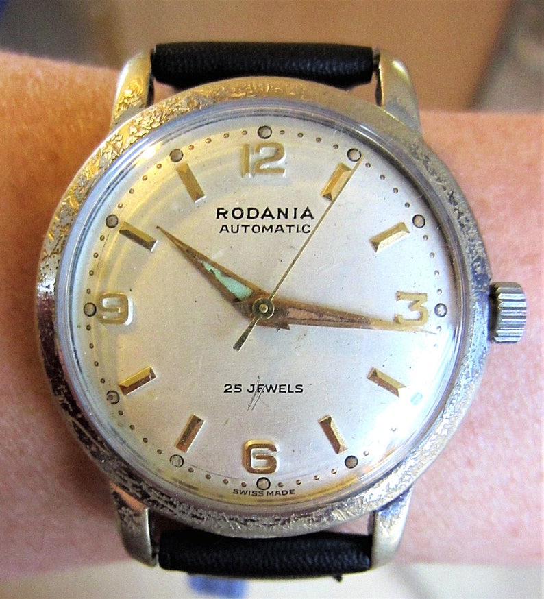 Rare 1940s Gents Swiss SS Rodania 25J Automatic Watch F690 Etsy Israel