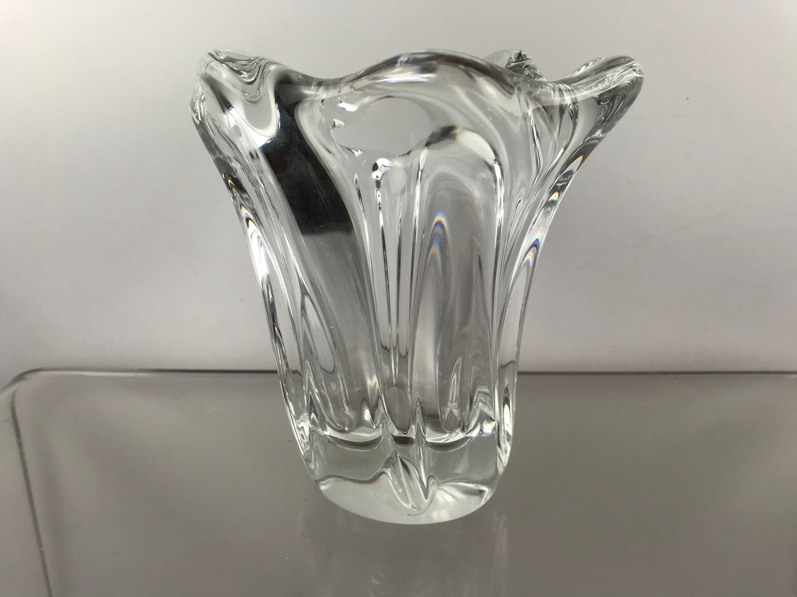 Daum Crystal Vase 1950 Francia super elegante y raro Etsy