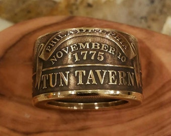 RCR Original US Marine Corps Tun Tavern Engravable Ring - USMC Coin Ring - Hand Forged