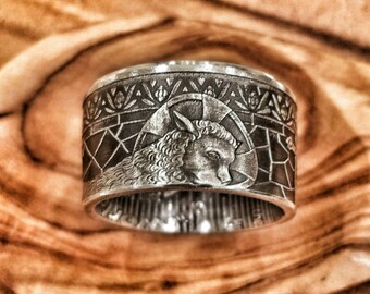 Lamb of God Pure Silver Ring - Hand Forged Coin Ring