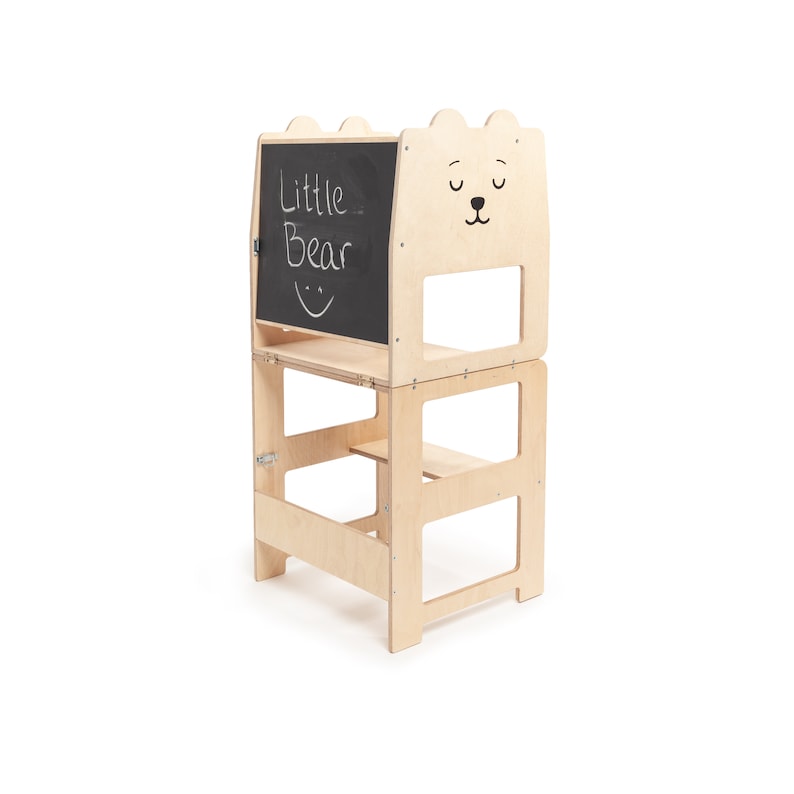 Kitchen tower convertible toodler step stool / BEAR natural / kids table with chair / READY to SHIP image 3