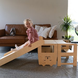 Tour d'observation pour tout-petit / CHAT naturel / tour de cuisine / tabouret dapprentissage Montessori / table pour enfant Tower + Slide