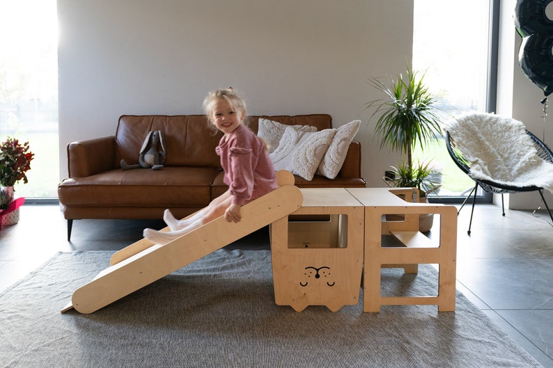 Tour d'observation pour tout-petit / CHAT naturel / tour de cuisine / tabouret dapprentissage Montessori / table pour enfant Tower + Slide