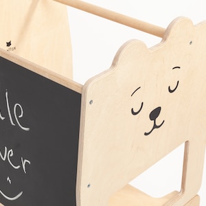 Kitchen tower convertible toodler step stool / BEAR natural / kids table with chair / READY to SHIP image 7