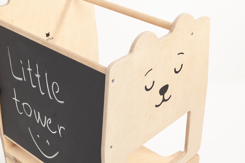 Kitchen tower convertible toodler step stool / BEAR natural / kids table with chair / READY to SHIP image 7