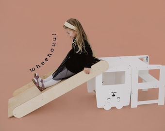 Learning stool, Convertible wooden helper tower, transformable table, kitchen tower foldable helper, kids activity tower
