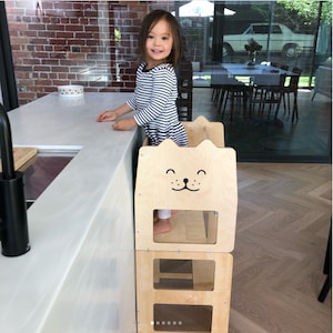 Tour d'observation pour tout-petit / CHAT naturel / tour de cuisine / tabouret dapprentissage Montessori / table pour enfant image 4