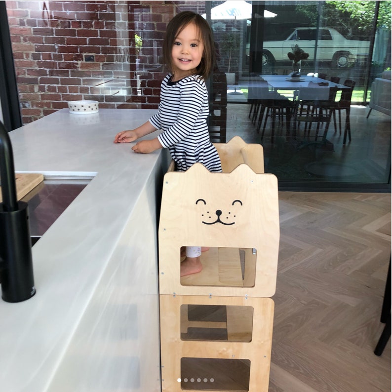 Kitchen tower convertible toodler step stool / CAT natural / kids table with chair image 4