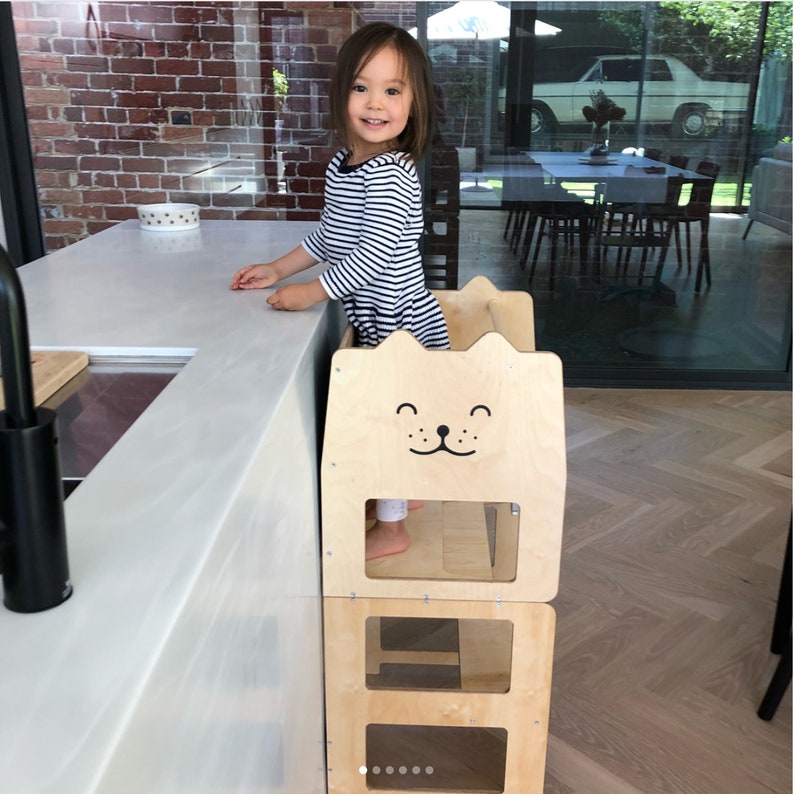 Tour d'observation pour tout-petit / CHAT naturel / tour de cuisine / tabouret dapprentissage Montessori / table pour enfant image 4