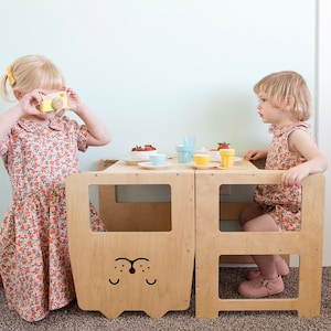 Kitchen tower convertible toodler step stool / CAT natural / kids table with chair image 3