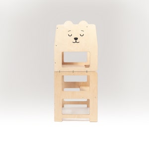 Kitchen tower convertible toodler step stool / BEAR natural / kids table with chair / READY to SHIP image 4