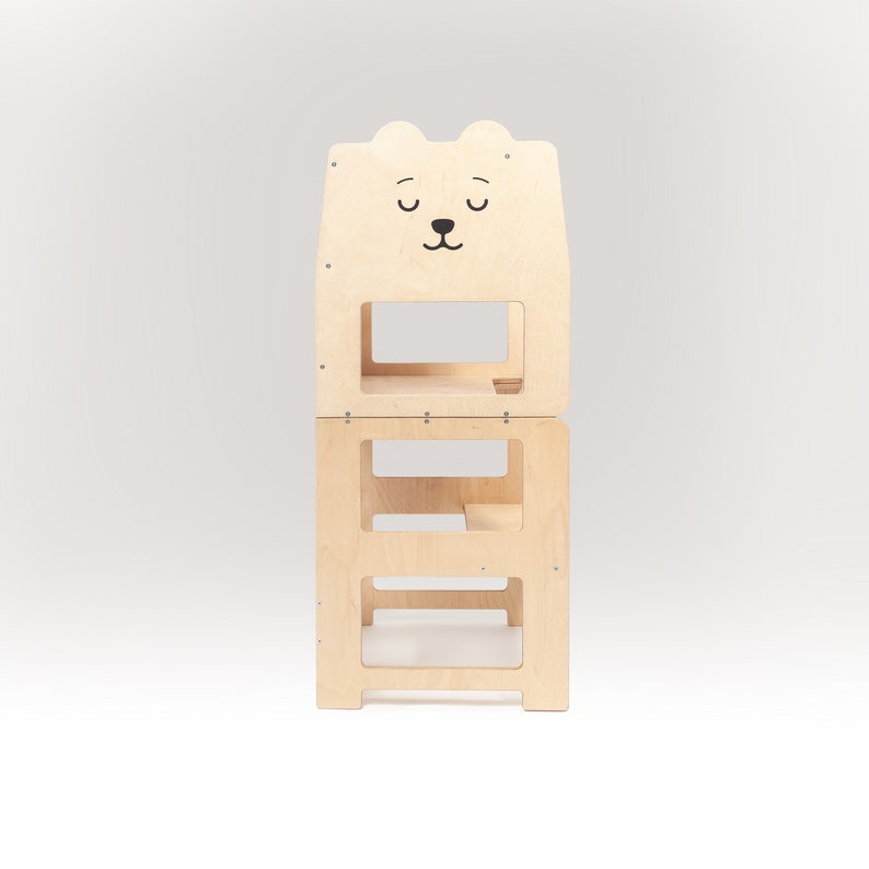 Kitchen tower convertible toodler step stool / BEAR natural / kids table with chair / READY to SHIP image 4