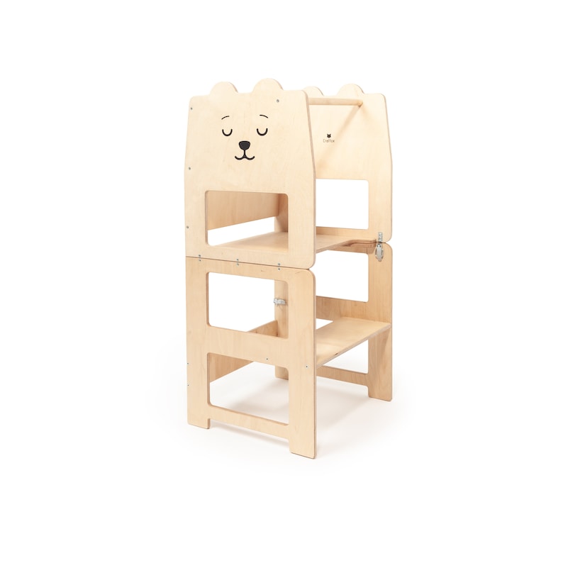 Kitchen tower convertible toodler step stool / BEAR natural / kids table with chair / READY to SHIP image 5