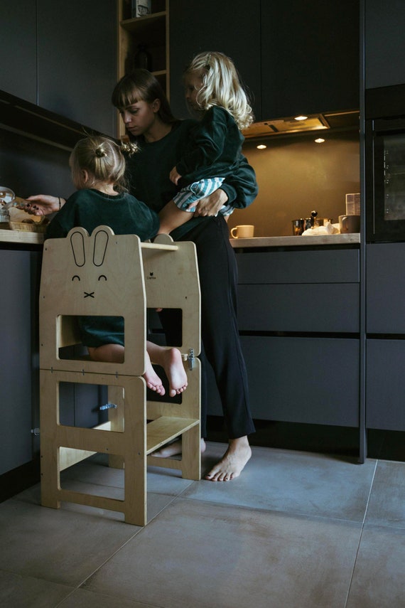 Kitchen Tower Convertible Toodler Step Stool RABBIT Natural Kids Table With Chair READY to SHIP Etsy UK