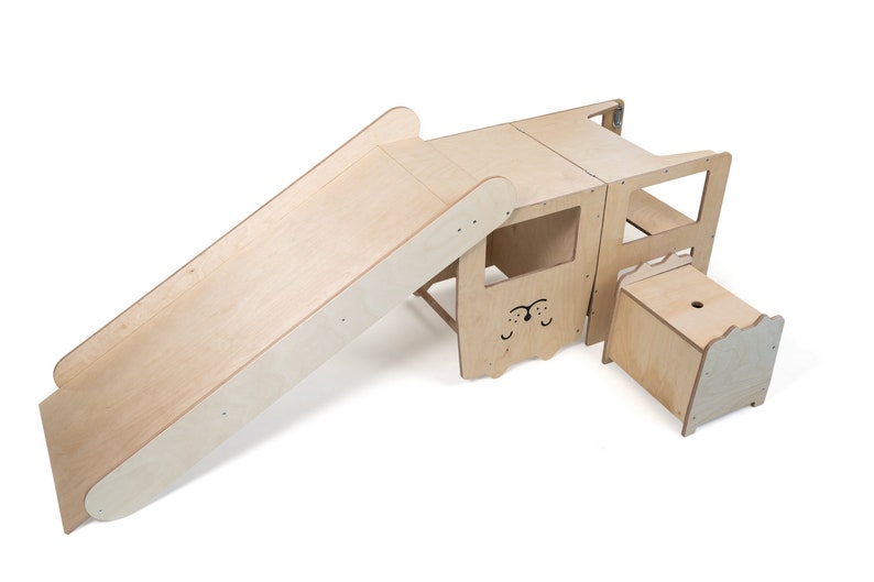 Tour d'observation pour tout-petit / CHAT naturel / tour de cuisine / tabouret dapprentissage Montessori / table pour enfant Tower+ Chest + Slide