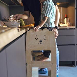 Kitchen Tower Convertible Toodler Step Stool BEAR Natural Kids