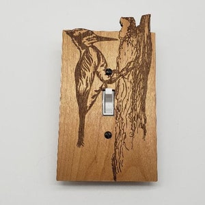 Woodpecker - wooden switch plate