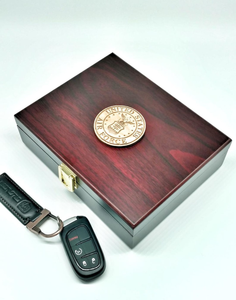 Air Force shown Military Branch Rosewood Finish Gift Box