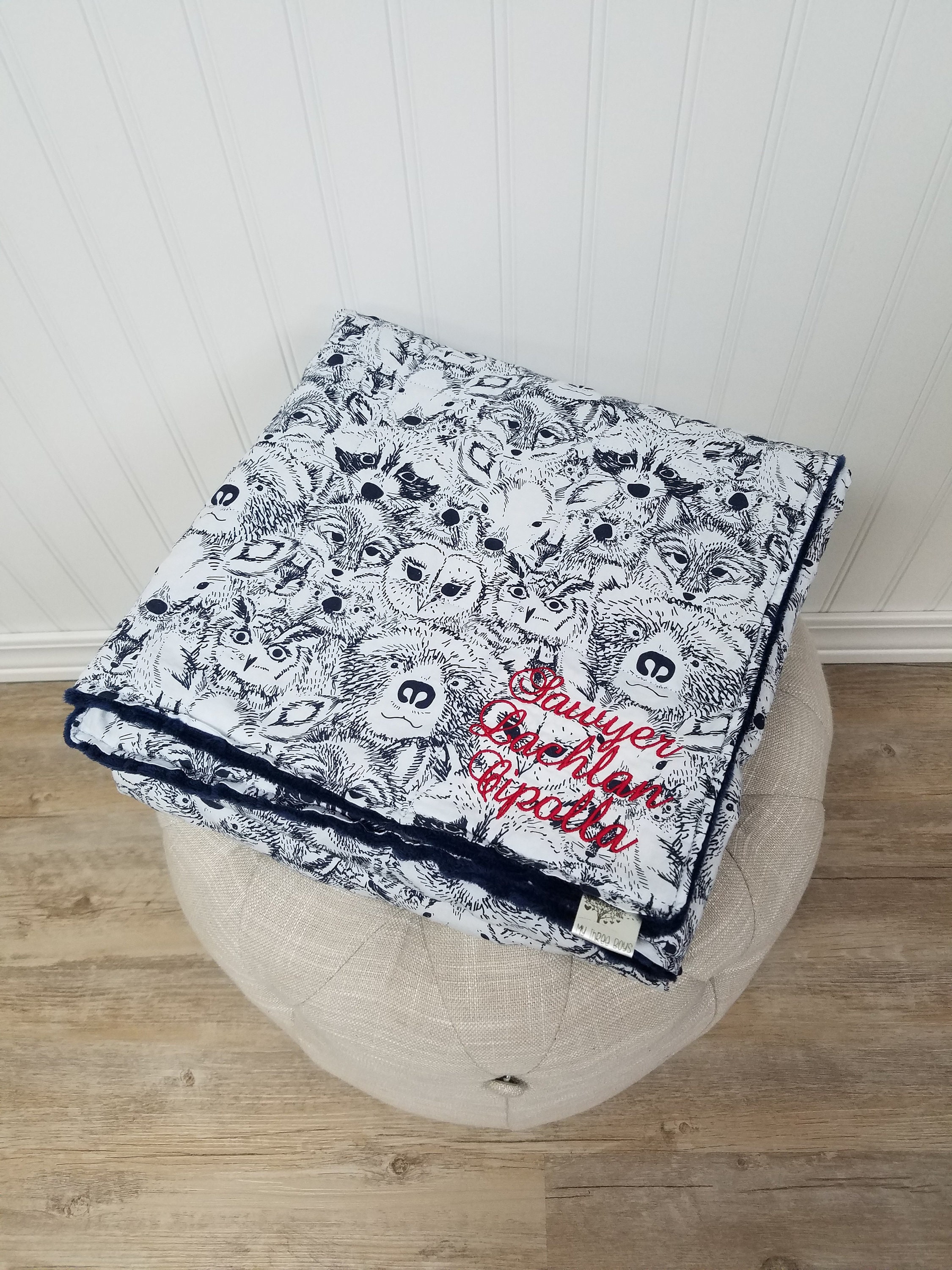 Weighted Blanket Adult Forest Animal Blanket Anxiety Etsy