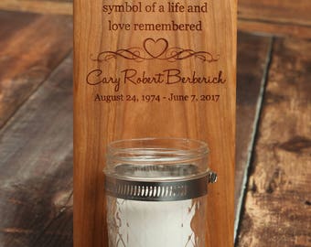Wood Jar Candle Holder, Mason Jar Sconce, Mason Jar Candle Sconce, Memorial Candle Holder, Personalized Memorial Candle, Sympathy