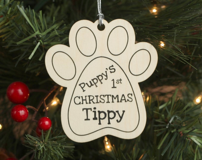 Puppy's First Christmas Ornament with Pets Name, First Christmas Gift, Christmas Ornament, Christmas Gift for Dog