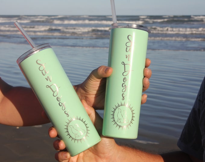 Personalized 20 oz Stainless Steel Skinny Tumbler, Bridesmaid Gift, Vacation Travel Tumbler, Thank you gift