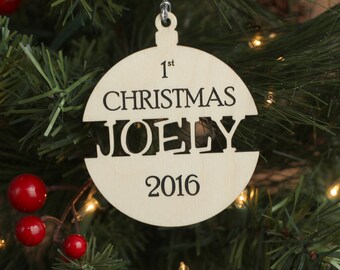 Babies First Christmas Ornament - Personalized Wood Christmas Ornament - Baby Shower Gift Custom Ornament
