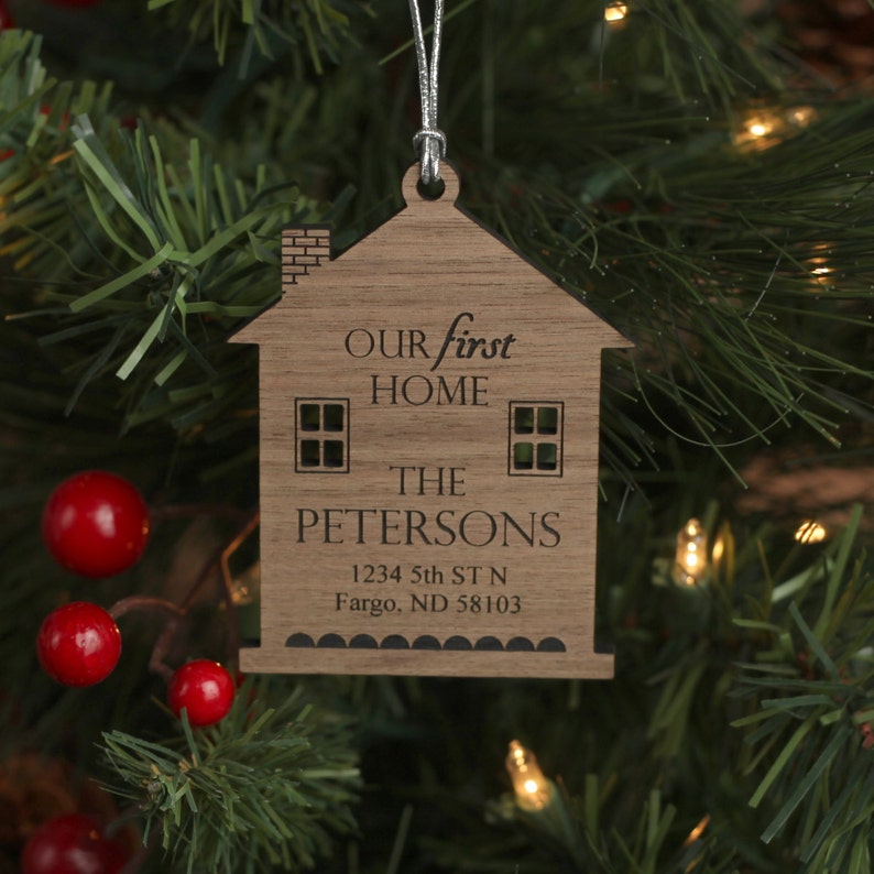 Our First Home Ornament With Last Name and Address Made From Etsy