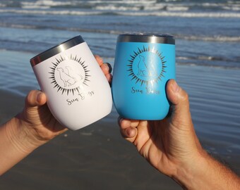 Custom Laser Engraved - Wine/Coffee/Scotch Tumbler - Personalized Wine Tumbler - Beach Tumbler - Bride/Groom Gifts - Closing Gifts