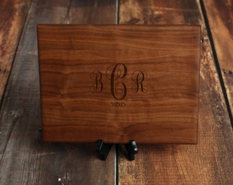 Monogrammed Walnut Cutting Board, Personalized Wedding Gift