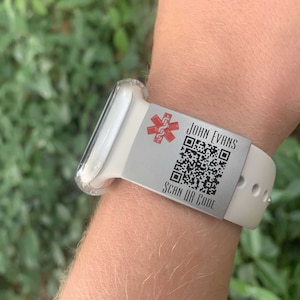 ScanKeep QR Code Medical Alert Tag: Stainless Steel Apple Watch Band ID