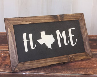 State Inspired Painted Wood "HOME" sign. Stained and Painted State "HOME" house warming gift.  Closing or Realtor Gift.