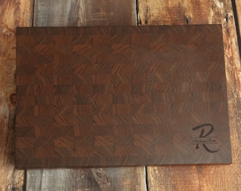 Large Walnut Personalized End Grain Cutting Board, Custom Walnut Carving Board, Manly Cutting Board, Large Butcher Block