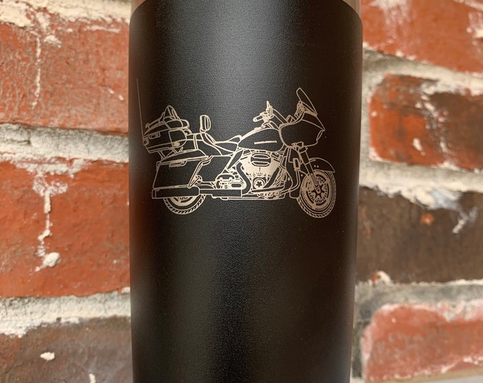 Custom Motorcycle Travel Mug - YETI Style Double Wall Tumbler, Laser Engraved Insulated Tumbler, Stainless Steel Tumbler Mug