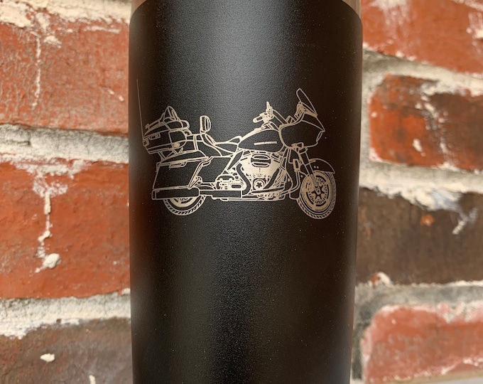 Custom Motorcycle Travel Mug - Double Wall Tumbler, Laser Engraved Insulated Tumbler, Stainless Steel Tumbler Mug