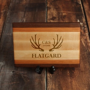Deer Antler Cutting Board: Personalized Hunting Couple Gift