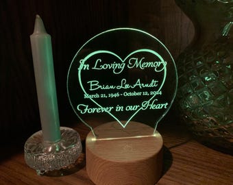 Custom Memorial Acrylic LED Light, Table Lamp, Dad Mom Remembrance Gift, Memorial Day Gift, Loss of Loved One Gift