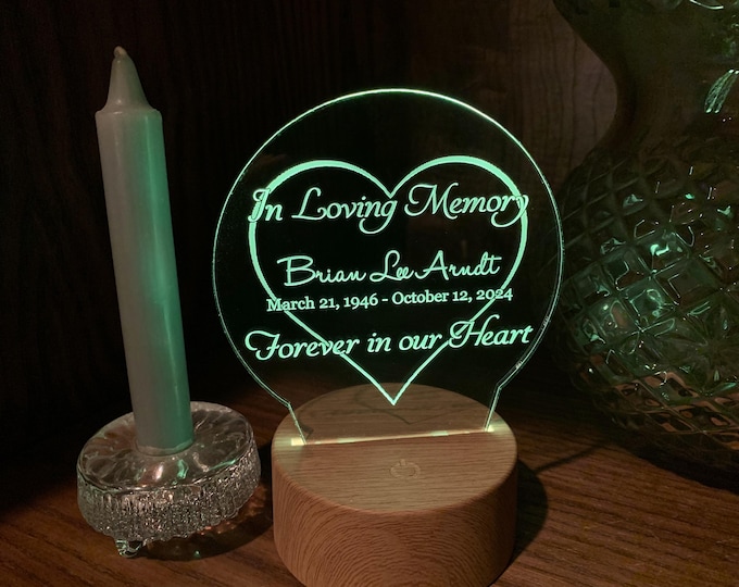 Custom Memorial Acrylic LED Light, Table Lamp, Dad Mom Remembrance Gift, Memorial Day Gift, Loss of Loved One Gift