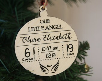 Personalized First Christmas Baby Ornament: Birth Stats Keepsake