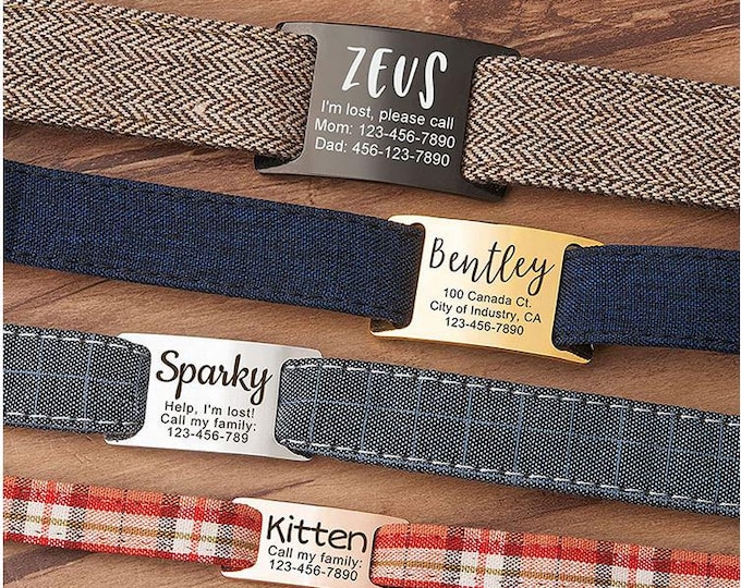 Curved Stainless Steel Pet Slider Tag, Personalized Silent Pet Tag for Dogs and Cats, Custom Stainless Pet ID Tag Dog and Cat ID Tag