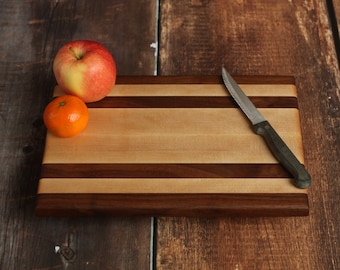 Wood Cutting Board - Walnut And Maple Custom Cutting Board - Edge Grain Cutting Board - Butcher Block - 5th Anniversary