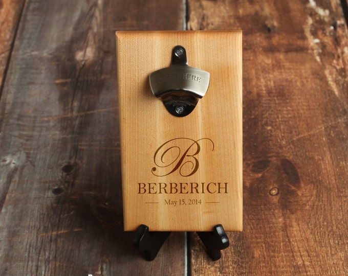 Personalized Bottle Opener Custom Bottle Opener Man Cave Gift Bar Sign Wedding Gift Anniversary Gift Maple Wood