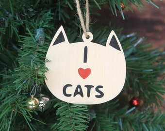 Custom Pet Wood Ornament, Wood Ornament, Ornament for Pet, Personalized Wood Ornament, Personalized Pet Ornament, Cat Shaped Ornament