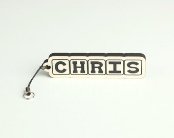 Wood Custom Keychain - Personalized With Name or Phrase - Scrabble Piece Key Chain - Stocking Stuffer