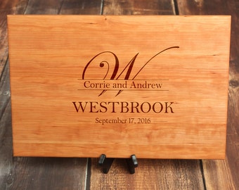 Large Custom Cutting Board - Cherry Wood Personalized Cutting Board - Kitchen Sign and Family Plaque - Housewarming Gift