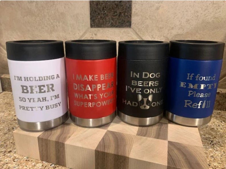 Enfriador de latas personalizado: soporte para botellas aislado de acero inoxidable grabado imagen 1