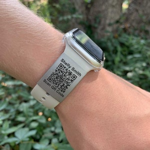 QR Code Medical Alert Tag for Apple Watch Band - Stainless Steel Fitness ID