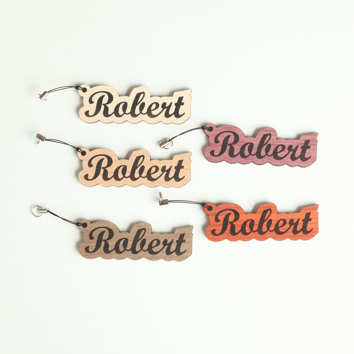 Cherry Wood Keychain Personalized Wood Key Chain Key Fob Engraved