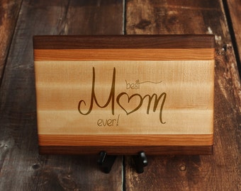 Personalized Mom Cutting Board: Engraved Walnut, Maple & Cherry Wood